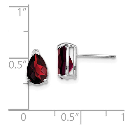 14K Weißgold Ohrringe mit birnenförmigem Granat im Karo-Schliff, 8x5mm
