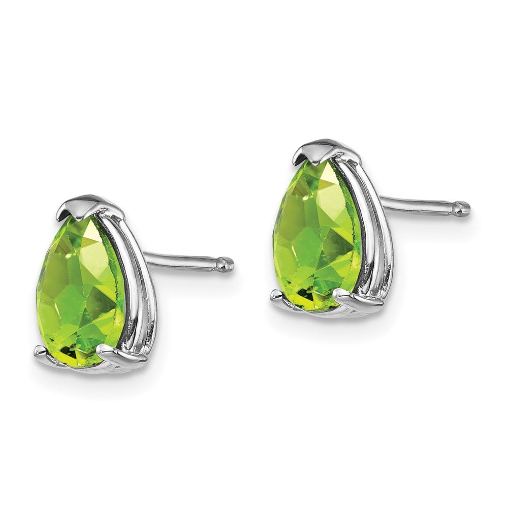 14K Weißgold Ohrringe mit birnenförmigem Peridot, 8x5mm