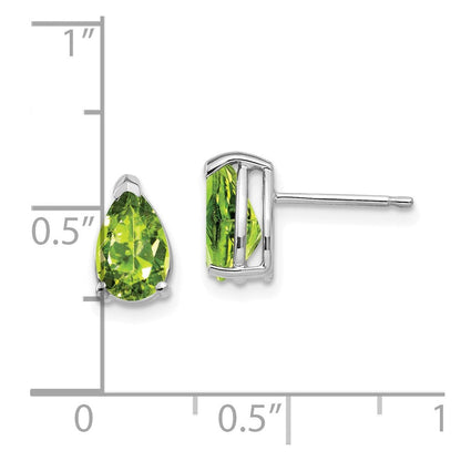 14K Weißgold Ohrringe mit birnenförmigem Peridot, 8x5mm