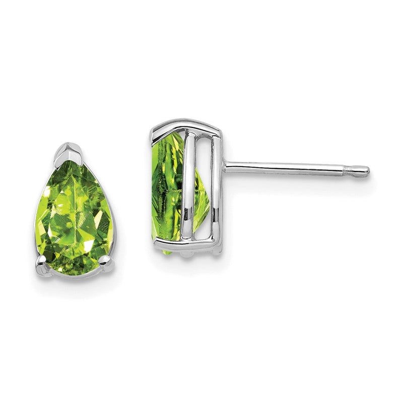 14K Weißgold Ohrringe mit birnenförmigem Peridot, 8x5mm