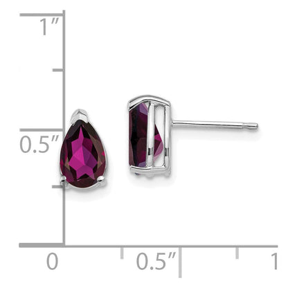14K Weißgold Ohrringe mit 8x5 mm Rhodolith-Granat im Tropfenschliff
