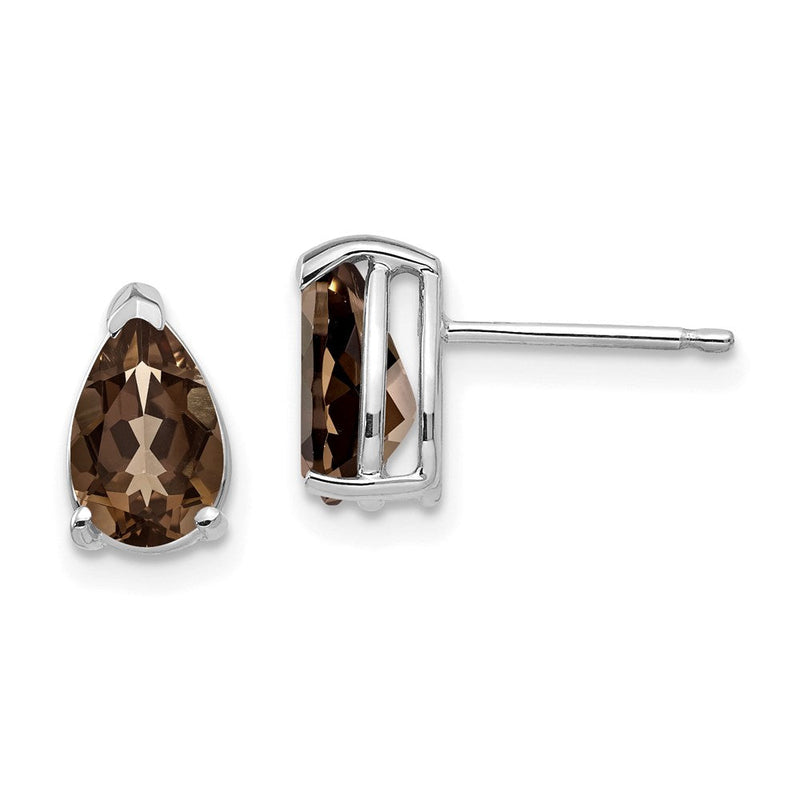 8x5 mm Birnenschliff Rauchquarz Ohrringe in 14K Gelbgold