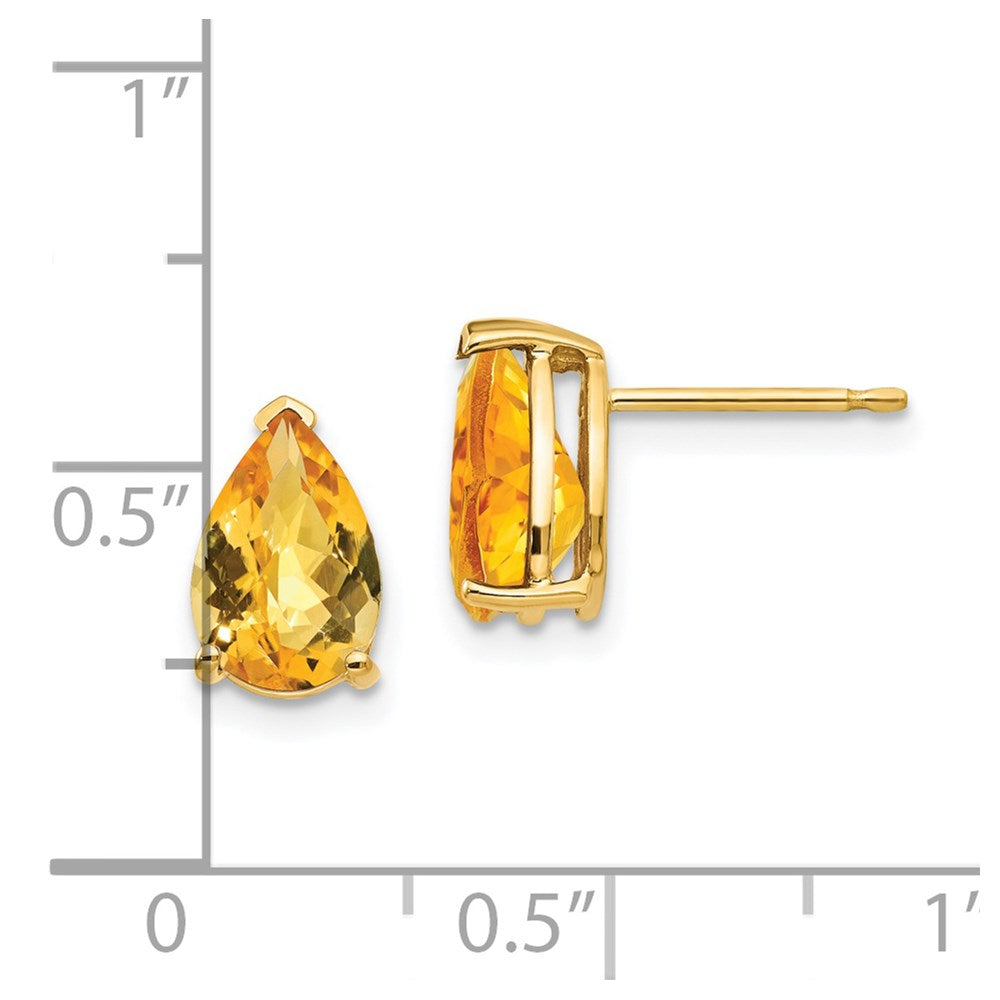 14K Gelbgold 9x6 mm Birnenschliff-Citrin-Ohrringe mit Schachbrettschliff