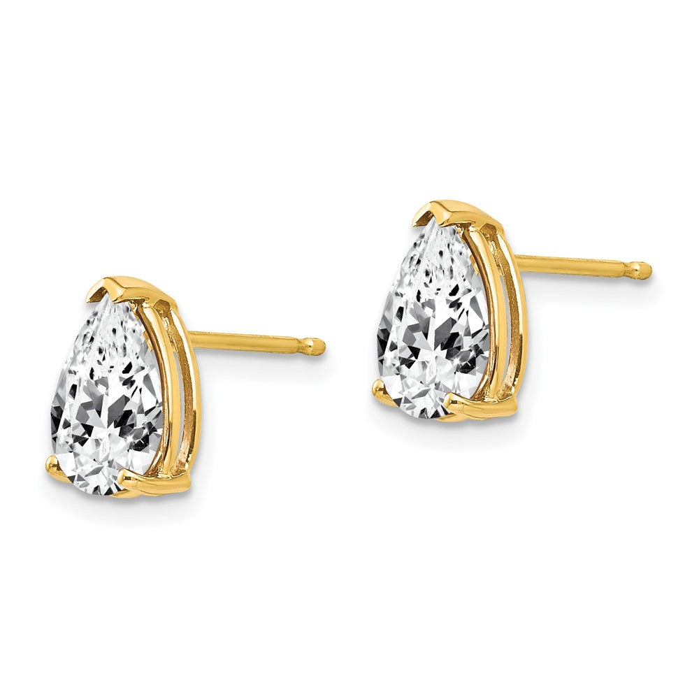 14K Gold Ohrringe mit Zirkonia, birnenförmig geschliffen, 9x6 mm