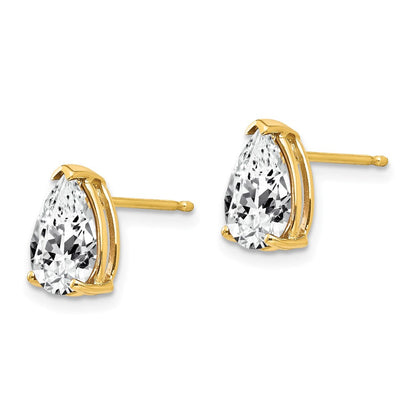 14K Gold Ohrringe mit Zirkonia, birnenförmig geschliffen, 9x6 mm