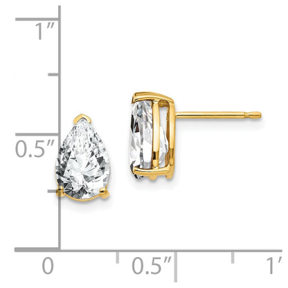 14K Gold Ohrringe mit Zirkonia, birnenförmig geschliffen, 9x6 mm