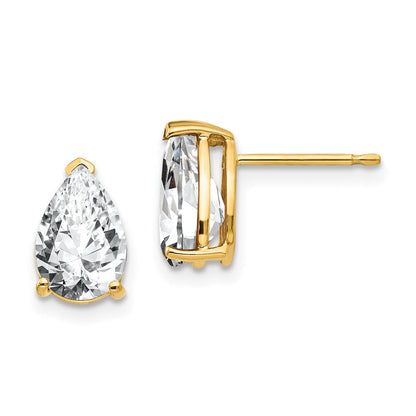 14K Gold Ohrringe mit Zirkonia, birnenförmig geschliffen, 9x6 mm