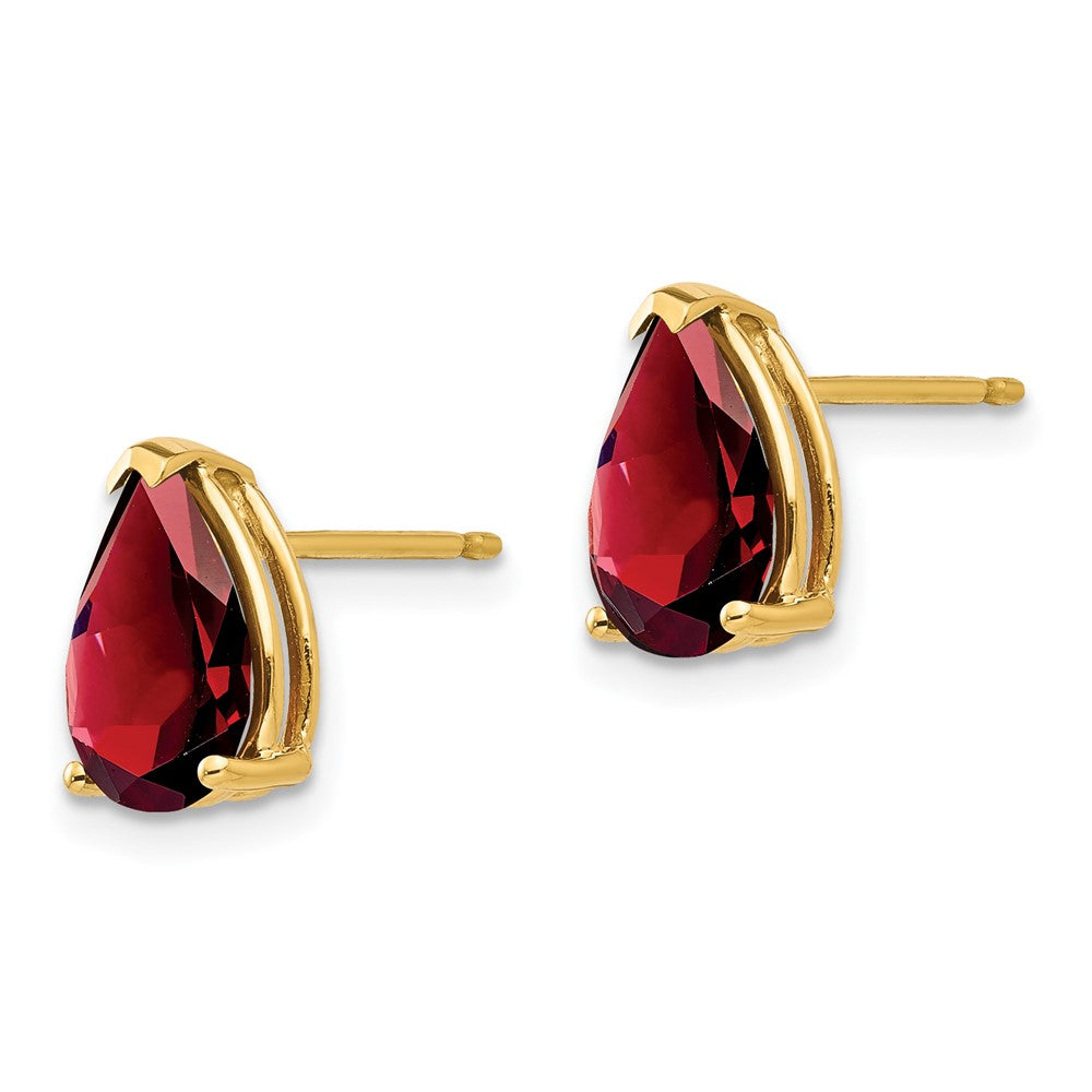 14K Gelbgold Ohrringe mit birnenförmigem Granat, 9x6 mm