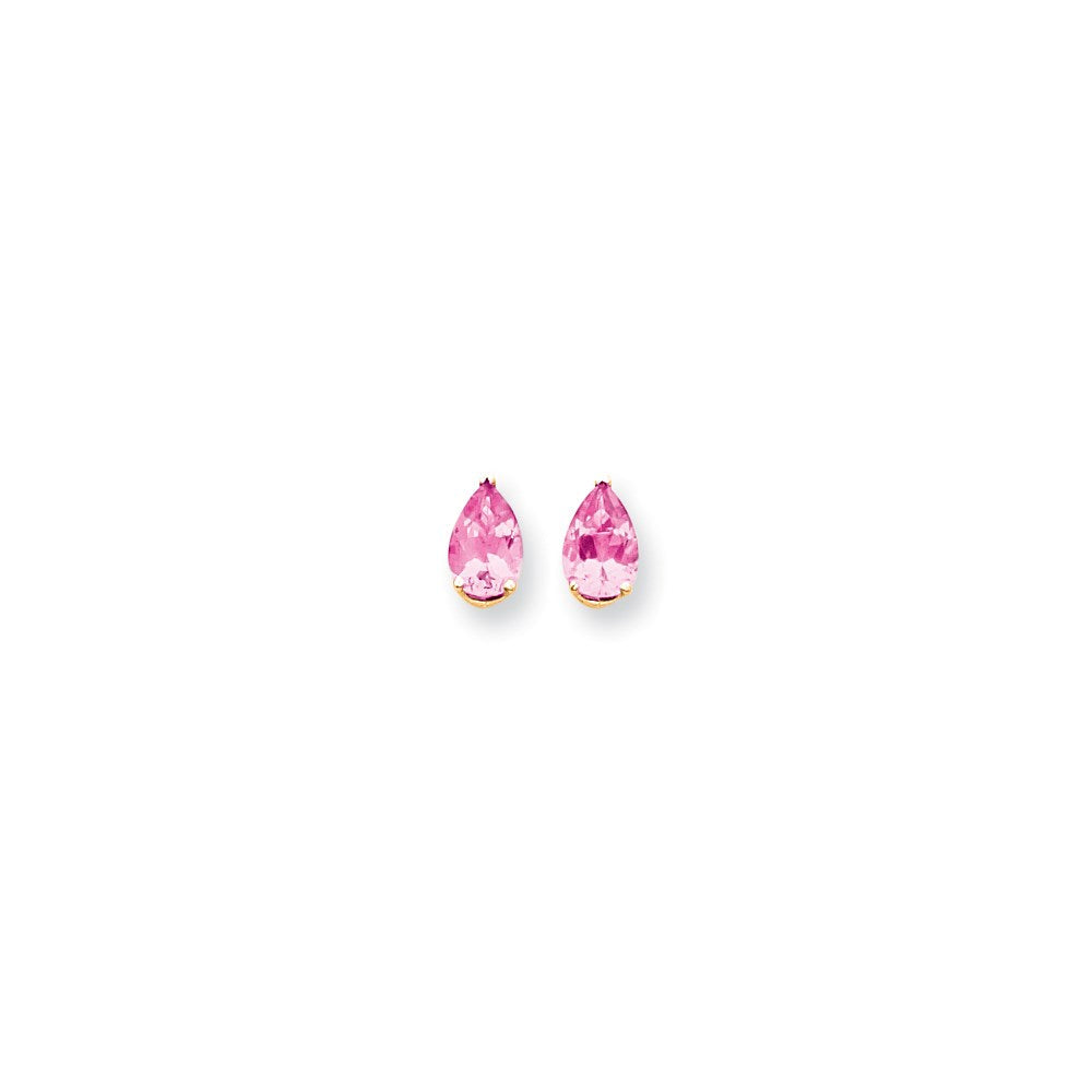 14K Gelbgold Ohrstecker mit birnenförmigem rosa Turmalin