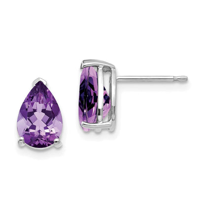 14K Gelbgold Ohrstecker mit birnenförmigem Amethyst