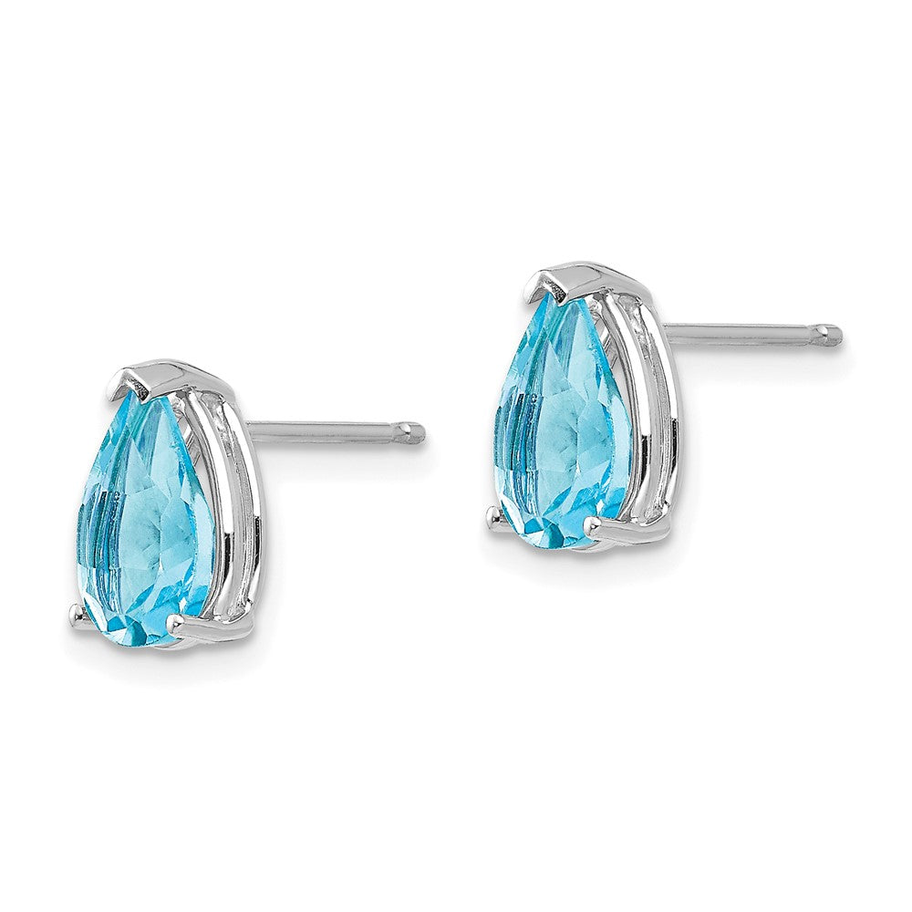 14K Weißgold Ohrringe mit blauem Topas, 9x6 mm