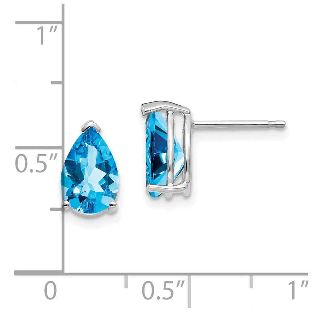 14K Weißgold Ohrringe mit blauem Topas, 9x6 mm