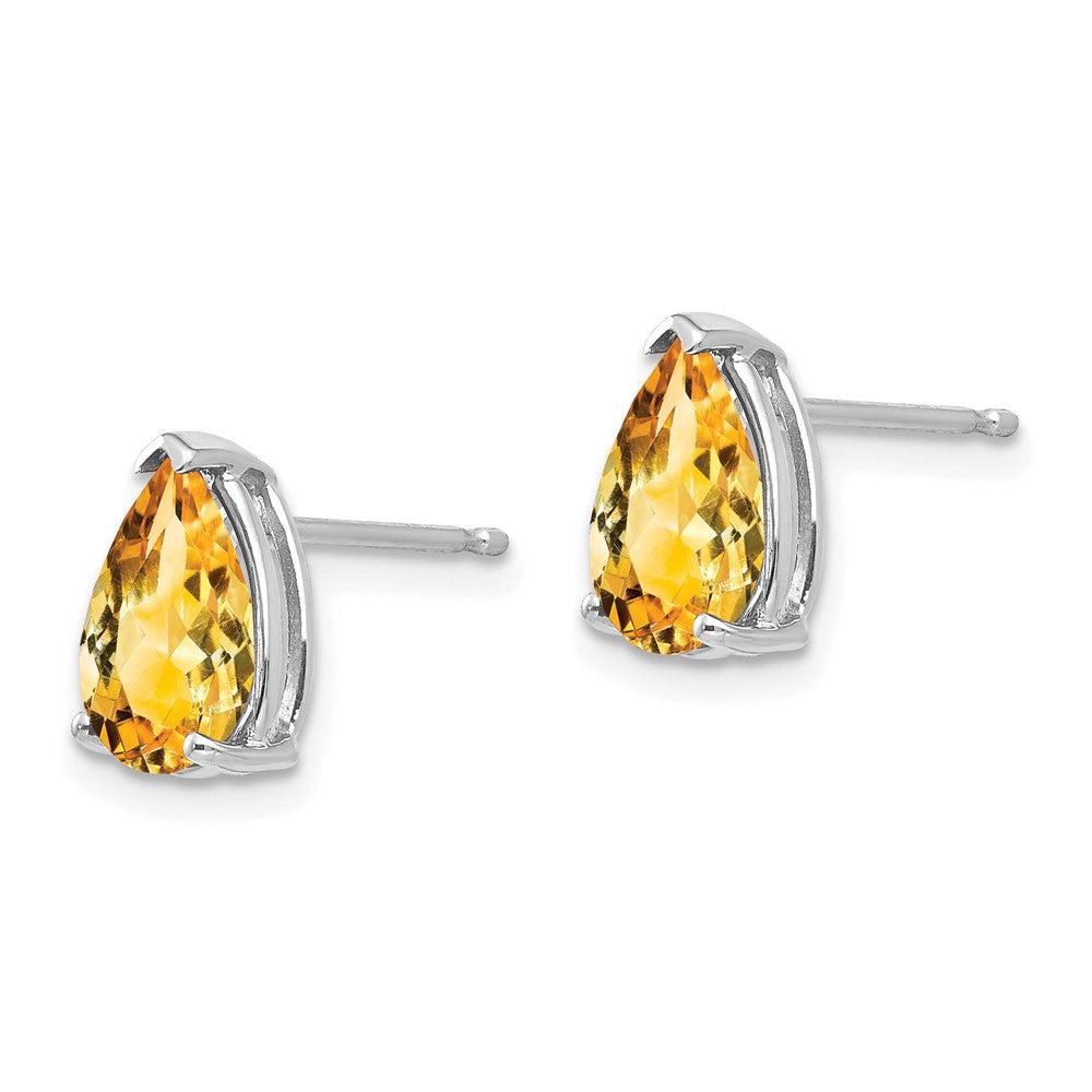 14K Weißgold Ohrringe mit 9 x 6 mm Citrin im Tropfenschliff