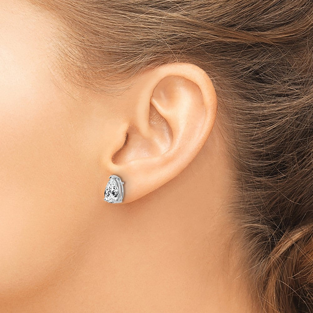 14K Weißgold Ohrringe mit 9x6mm Zirkonia im Birnenschliff