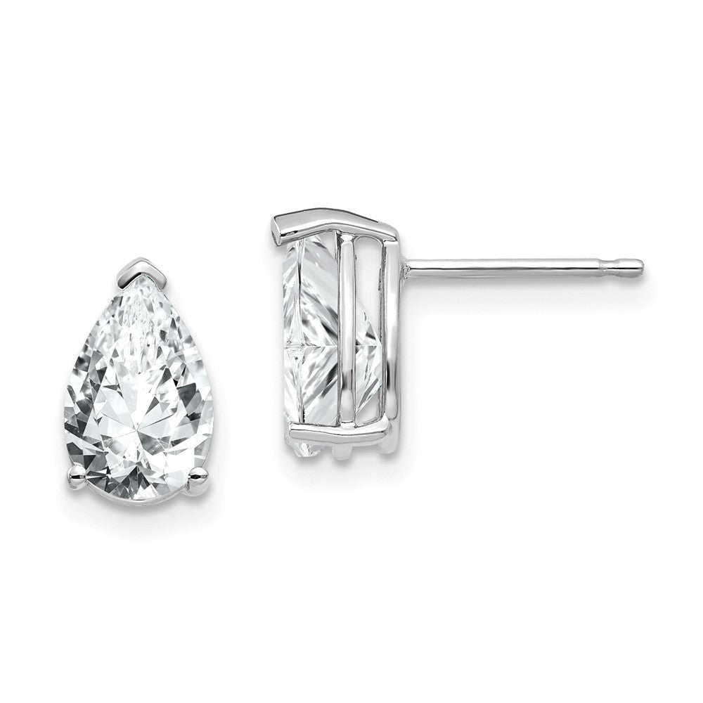 14K Weißgold Ohrringe mit 9x6mm Zirkonia im Birnenschliff