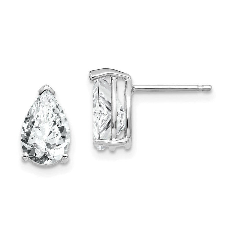 14K Weißgold Ohrringe mit 9x6mm Zirkonia im Birnenschliff