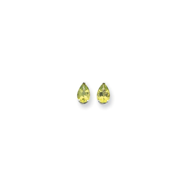 14K Weißgold Ohrringe mit 9x6 mm Peridot im Karree-Schliff, Birnenform