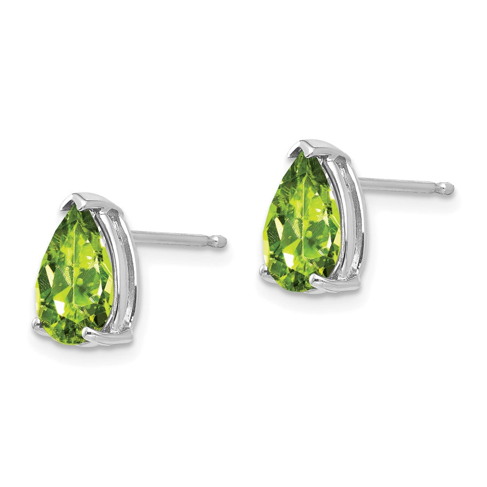 14K Weißgold Ohrringe mit birnenförmigem Peridot, 9x6 mm