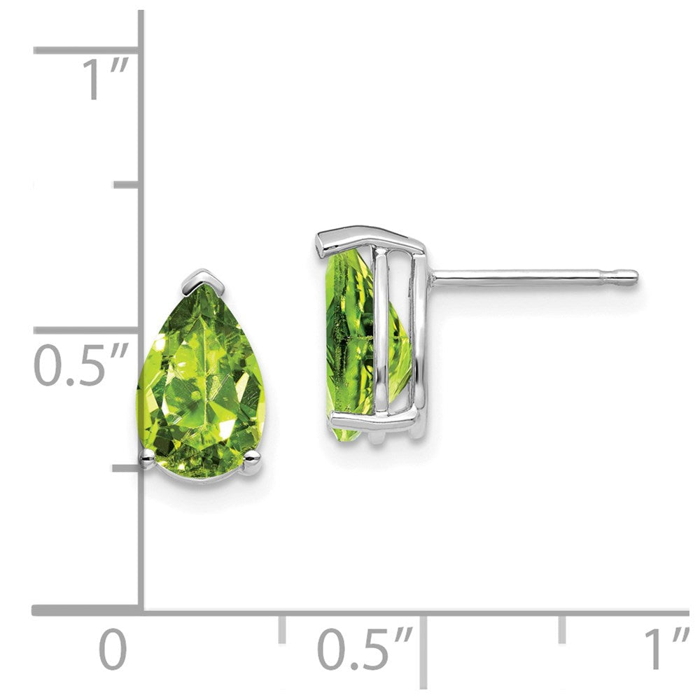 14K Weißgold Ohrringe mit birnenförmigem Peridot, 9x6 mm