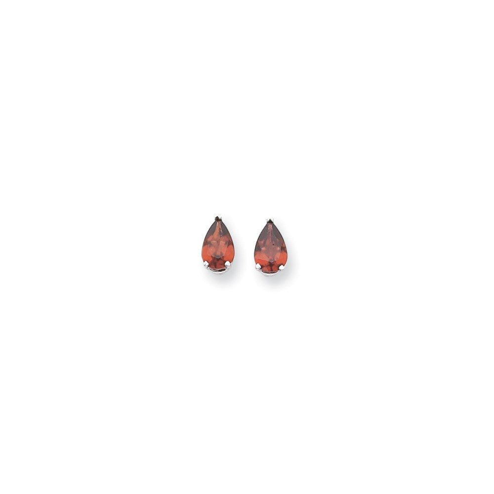 14K Weißgold Ohrringe mit birnenförmigem Rhodolith-Granat, 9 x 6 mm