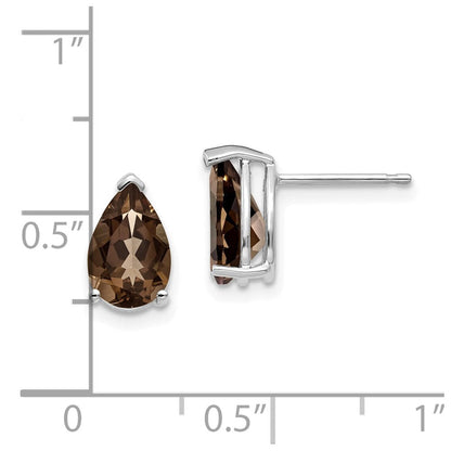 14K Weißgold Ohrringe mit birnenförmigem rauchgelbem Goldquarz, 9x6 mm
