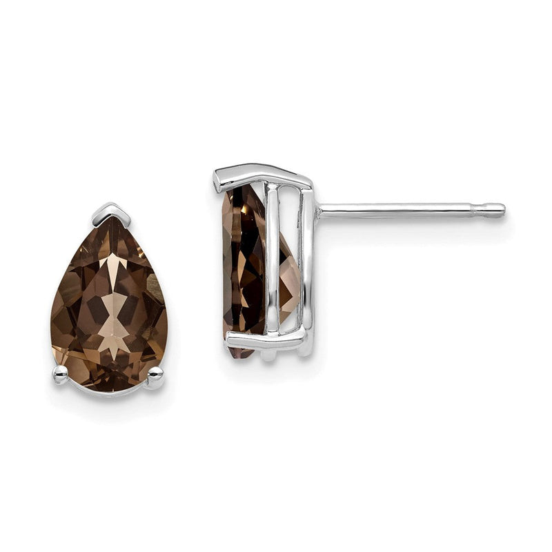 14K Weißgold Ohrringe mit birnenförmigem rauchgelbem Goldquarz, 9x6 mm
