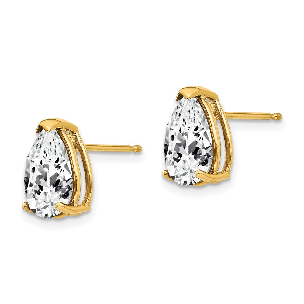 14K Gelbgold Ohrringe mit birnenförmigem Zirkonia, 10x7 mm