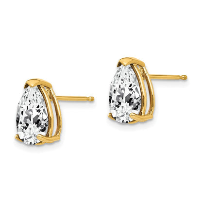 14K Gelbgold Ohrringe mit birnenförmigem Zirkonia, 10x7 mm