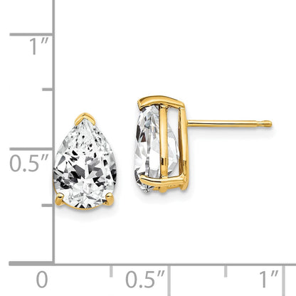 14K Gelbgold Ohrringe mit birnenförmigem Zirkonia, 10x7 mm