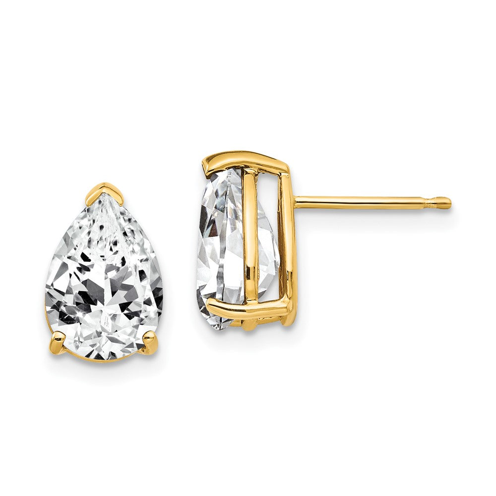 14K Gelbgold Ohrringe mit birnenförmigem Zirkonia, 10x7 mm