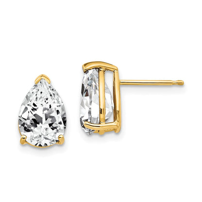 14K Gelbgold Ohrringe mit birnenförmigem Zirkonia, 10x7 mm