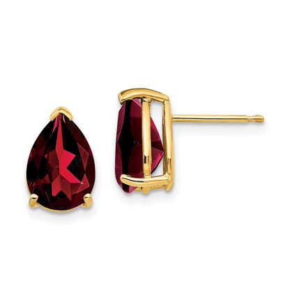 14K Gelbgold Ohrstecker mit Granat im Birnenschliff