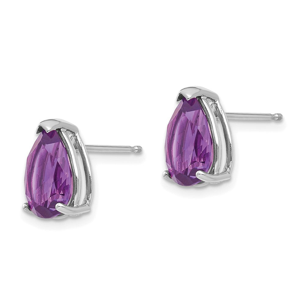 14K Weißgold Ohrstecker mit birnenförmigem Amethyst
