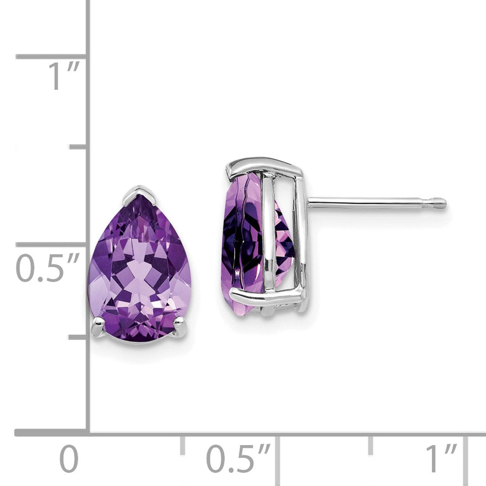 14K Weißgold Ohrstecker mit birnenförmigem Amethyst