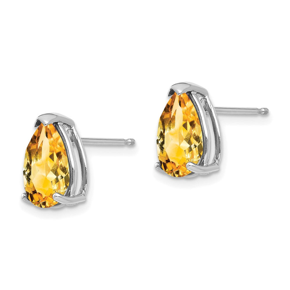 14K Weißgold Ohrringe mit birnenförmigem Citrin, 10 x 7 mm