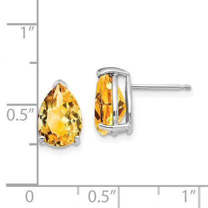 14K Weißgold Ohrringe mit birnenförmigem Citrin, 10 x 7 mm