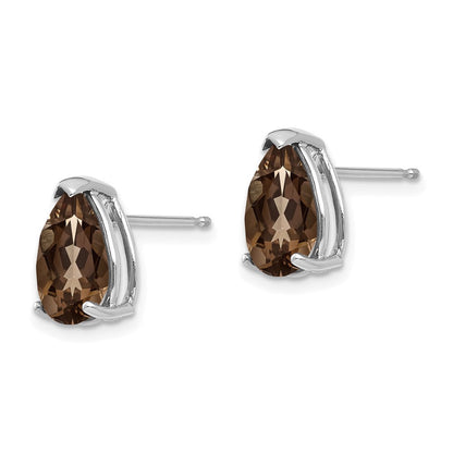 14K Weißgold Ohrringe mit 10x7 birnenförmigem Checker-Cut rauchgelbem Goldquarz