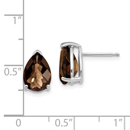 14K Weißgold Ohrringe mit 10x7 birnenförmigem Checker-Cut rauchgelbem Goldquarz