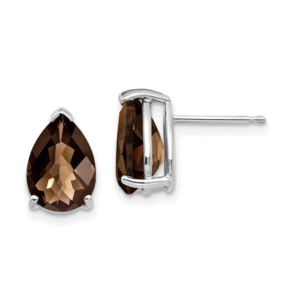 14K Weißgold Ohrringe mit 10x7 birnenförmigem Checker-Cut rauchgelbem Goldquarz