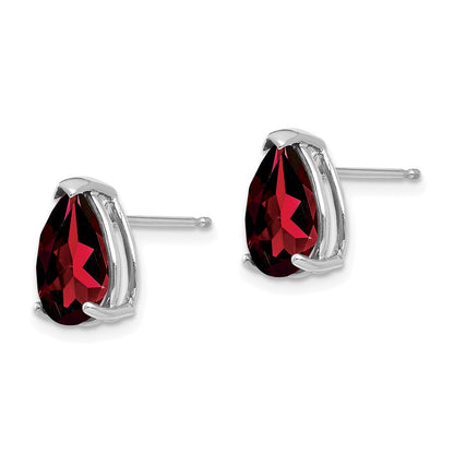 14K Weißgold Ohrringe mit 10 x 7 mm Birnen-Granat