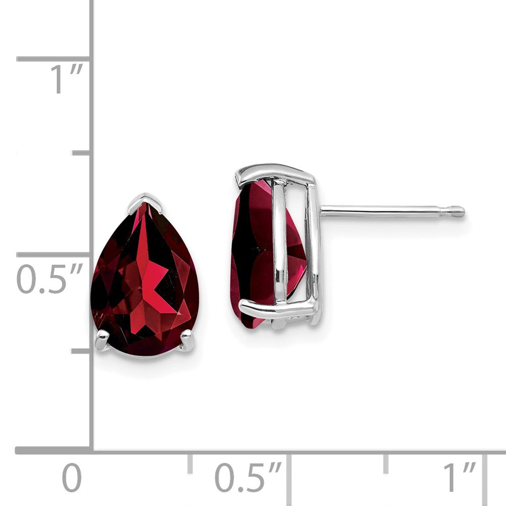14K Weißgold Ohrringe mit 10 x 7 mm Birnen-Granat