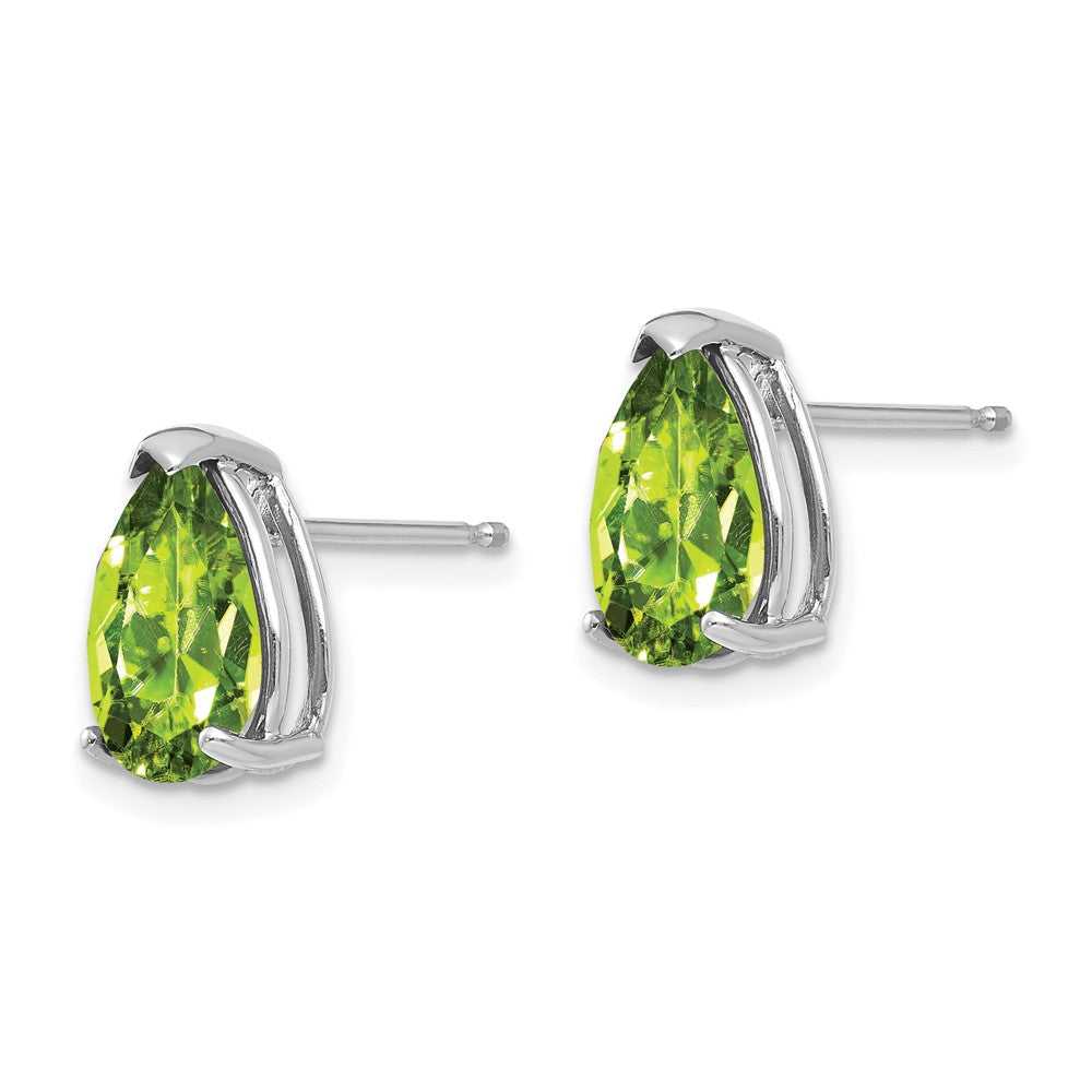 14K Weißgold Ohrringe mit birnenförmigem Peridot 10x7 mm