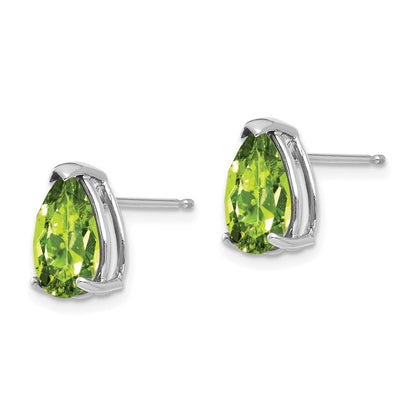 14K Weißgold Ohrringe mit birnenförmigem Peridot 10x7 mm