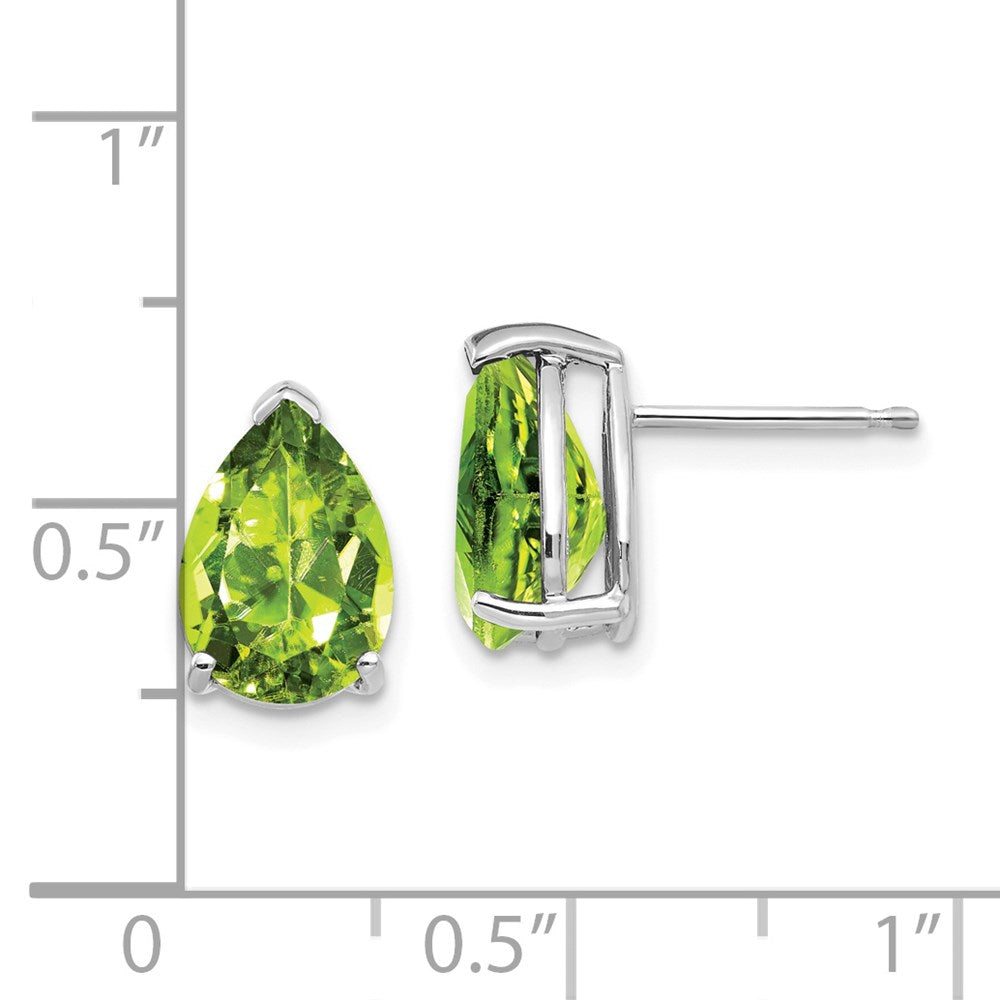 14K Weißgold Ohrringe mit birnenförmigem Peridot 10x7 mm