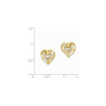 14K Gelbgold Ohrringe mit echten Diamanten in Herzform