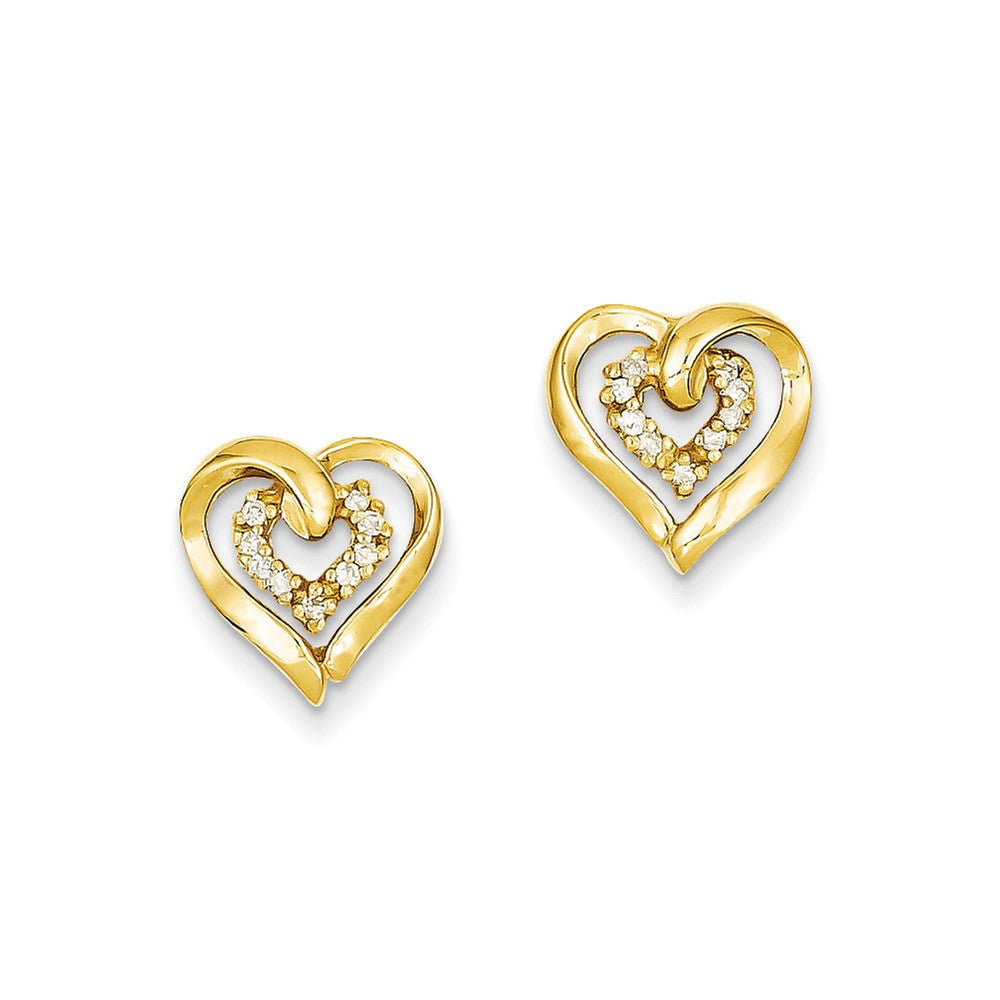 14K Gelbgold Ohrringe mit echten Diamanten in Herzform