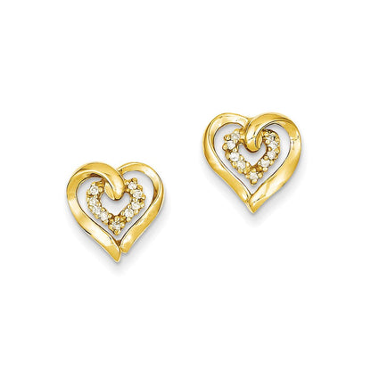 14K Gelbgold Ohrringe mit echten Diamanten in Herzform