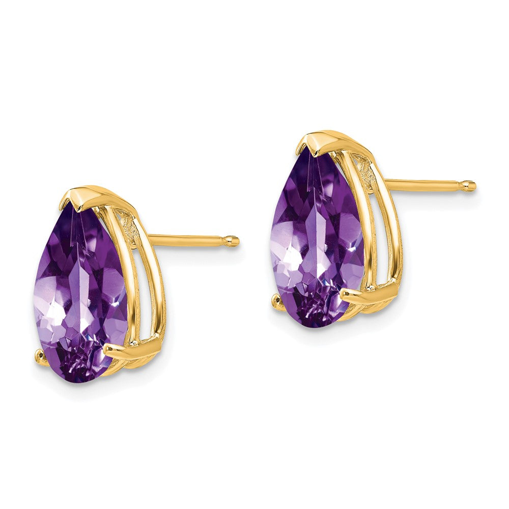 14K Gelbgold Ohrstecker mit Amethyst im Tropfenschliff