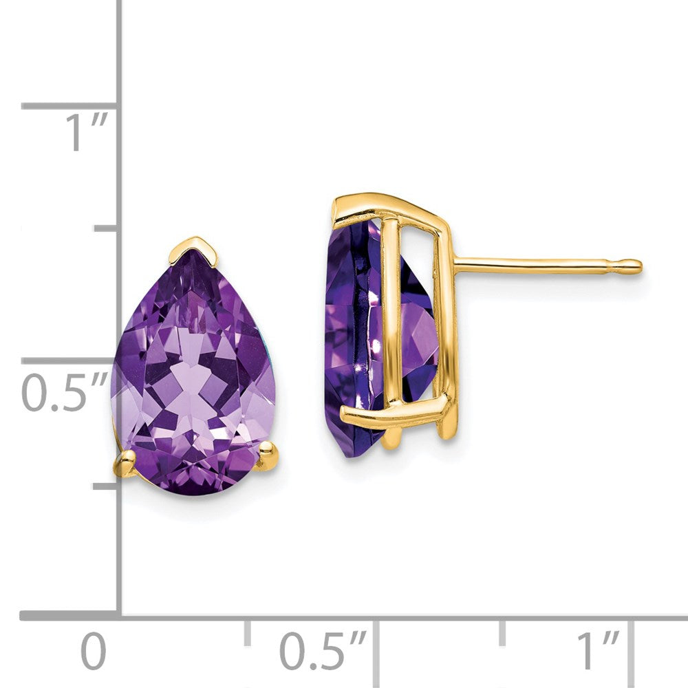 14K Gelbgold Ohrstecker mit Amethyst im Tropfenschliff