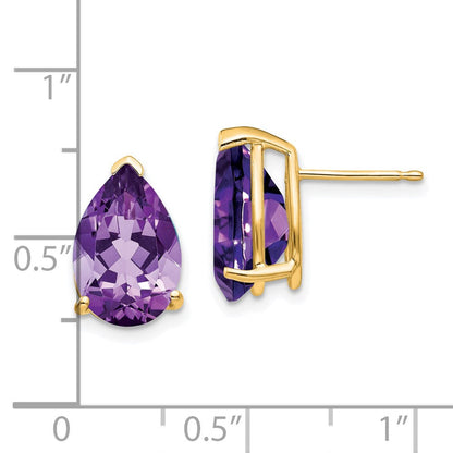 14K Gelbgold Ohrstecker mit Amethyst im Tropfenschliff